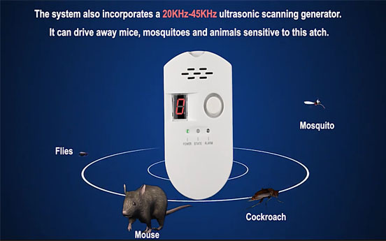 ແກ໊ສ ແລະ ໜູ ultrasonic ແລະ ຢາກັນຍຸງ ປະສົມປະສານ ປຸກເພື່ອປົກປ້ອງເຮືອນ