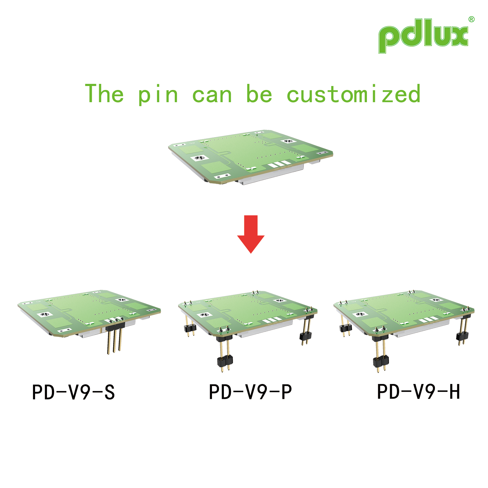 PDLUX ເປີດຕົວໂມດູນການຮັບຮູ້ Doppler X-Band, ລຸ້ນ PD-V9H/PD-V9P/PD-V9S ທີ່ອັບເກຣດແລ້ວ, ທາງເລືອກແບບບໍ່ມີ Pin ແບບກຳນົດເອງ