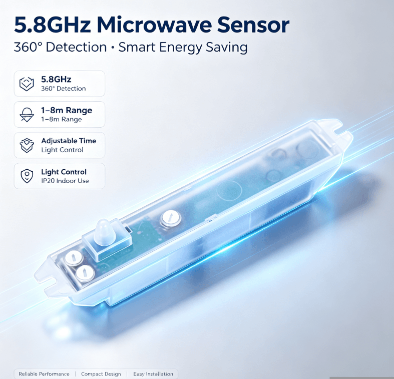 PD-MV1020 5.8GHz ເຊັນເຊີໄມໂຄເວຟ | ການຕິດຕັ້ງທີ່ເຊື່ອງໄວ້, ຜົນກະທົບຜິດພາດຫນ້ອຍສໍາລັບການເຮັດໃຫ້ມີແສງ